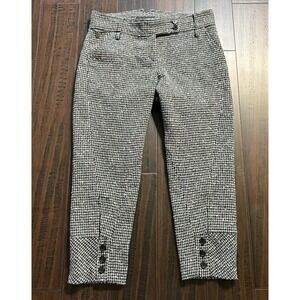 Purificacion Garcia Pants Womens 40 Black Gray Check Wool Mid Rise Cropped